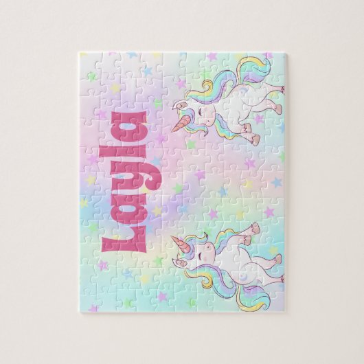 Custom Unicorn Child Name Puzzle Legpuzzel (Verticaal)