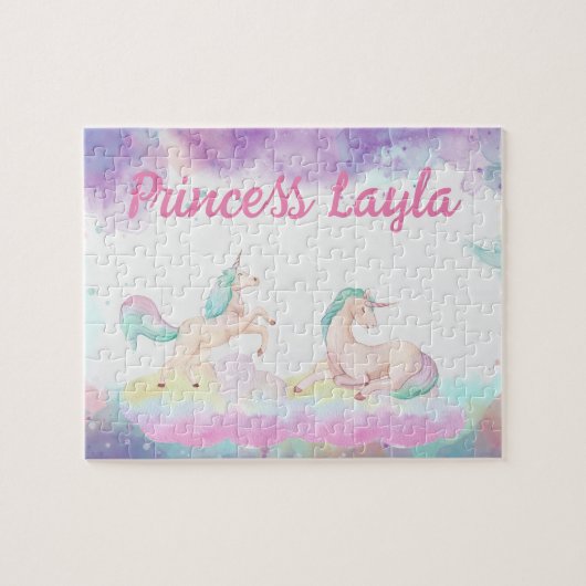 Custom Unicorn Child Name Puzzle Legpuzzel (Horizontaal)