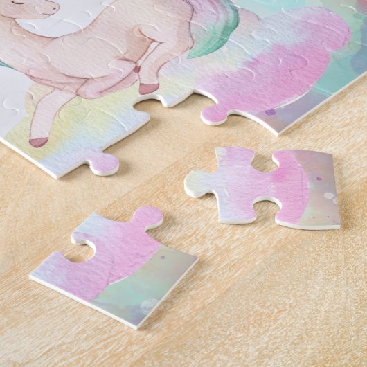 Custom Unicorn Child Name Puzzle Legpuzzel (Zijkant)