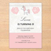 Custom Unicorn Cute Pink Birthday Party Invitation (Recto)