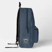 Custom University Logo blauw-grijze achtergrond Bedrukte Rugzak (Links)