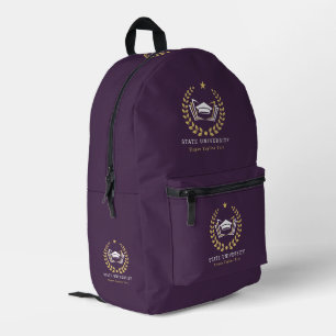 Custom University Logo Gedempte Paarse achtergrond Bedrukte Rugzak