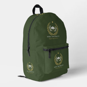 Custom University Logo Militaire groene achtergron Bedrukte Rugzak