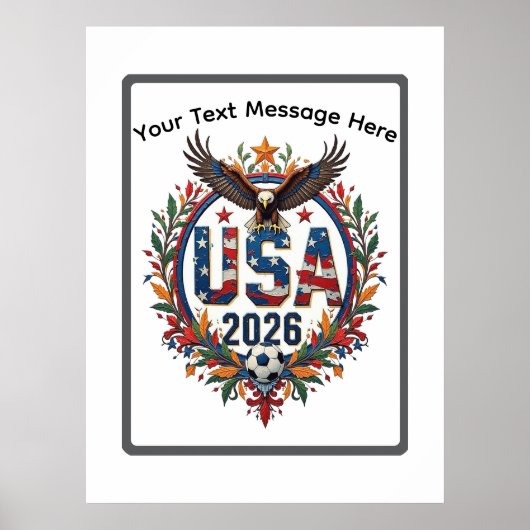 Custom USA National Soccer Bald Eagle Logo Poster (Voorkant)