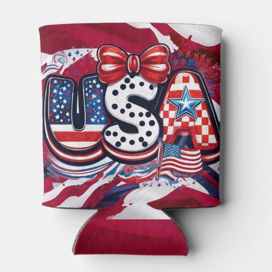 Custom USA Print - Retro Patriottische Amerikaanse Blikjeskoeler (Achterkant)