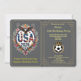 Custom USA Soccer Team Bald Eagle Birthday Invite Feestdagenkaart