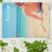 Custom Uw Foto Keukenhanddoek met Tekst (Gevouwen)