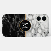 Custom Uw Letter Zwart Wit Marmer iPhone Hoesjes (Achterkant (horizontaal))