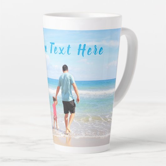 Custom Uw Papa Foto Latte Mok Gift met Tekst (Rechterhoek)