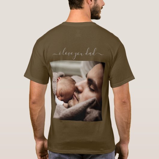 Custom Uw Papa Foto T-Shirt Gift met Tekst (Achterkant)