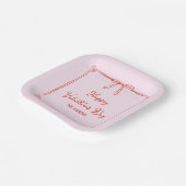 Custom Valentijnsdag Party Blush Pink Bow Hearts Papieren Bordje (Gebogen)