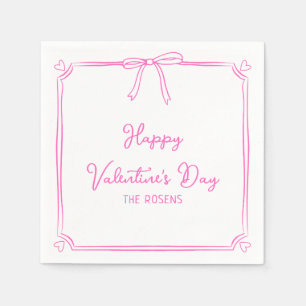 Custom Valentijnsdag Party Schattige Roze Bow Hear Servet