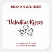 Custom Valentine Candle Labels – Love Birds Design (Voorkant)
