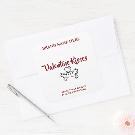 Custom Valentine Candle Labels – Love Birds Design (Envelop)