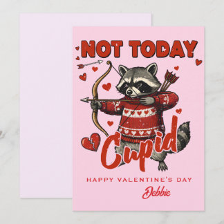 Custom Valentine Card - Not Today Cupid Raccoon Kaart