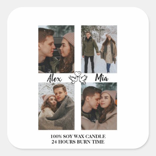Custom Valentine Photo Collage Candle Label (Voorkant)