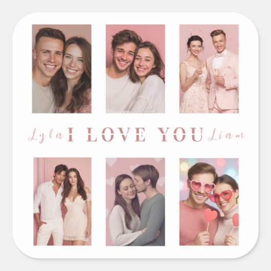 Custom Valentine’s Day Photo Collage Stickers Gift (Voorkant)