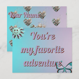 Custom  Valentine's Card | Turquoise and Purple Feestdagenkaart