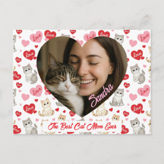 Custom Valentine's Day Cat Mom Heart Photo Briefkaart