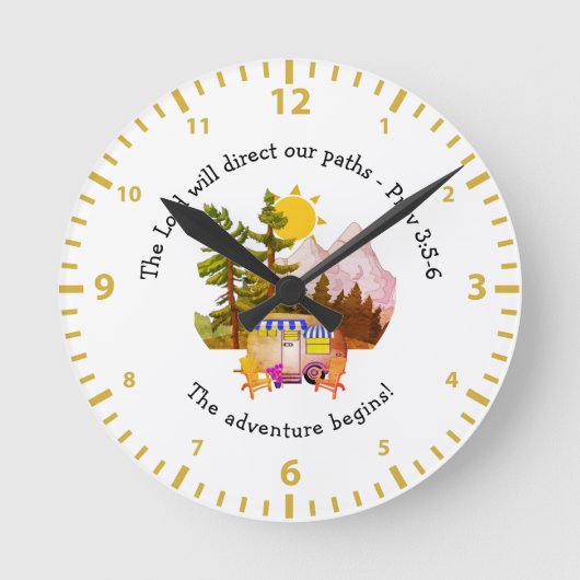 Custom VAN LIFE ADVENTURE Christelijk Ronde Klok (Voorkant)