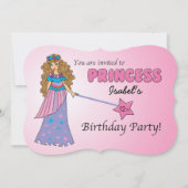 CUSTOM Verjaardag Uitnodiging Roze Prinses (Voorkant)