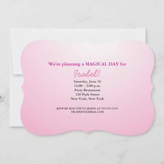 CUSTOM Verjaardag Uitnodiging Roze Prinses (Achterkant)