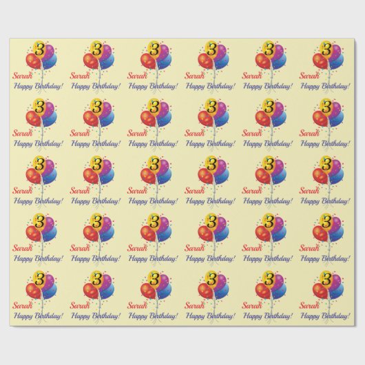 CUSTOM Verjaardag Wrapping Papier Kindernaam JAAR (Vlak)