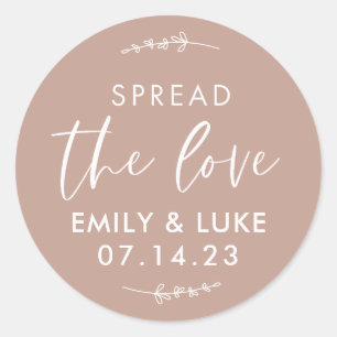 Custom Verspreid de liefde bruiloft Jam Favor Ronde Sticker