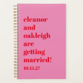 Custom Vet Leuk Roze Rood Chique Modern Bruiloft Planner (Voorkant)
