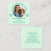 Custom Veterinary Business Card with Photo Vierkante Visitekaartje (Voorkant / Achterkant)