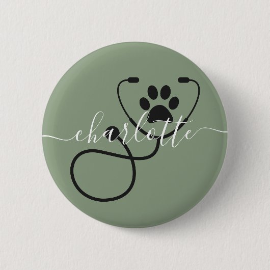 Custom Veterinary Tech Vet Assistant Ronde Button 5,7 Cm (Voorkant)