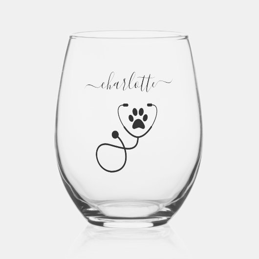 Custom Veterinary Tech Vet Assistant Wijnglas Zonder Voet (Voorkant)