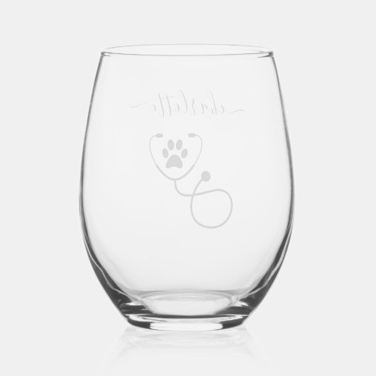 Custom Veterinary Tech Vet Assistant Wijnglas Zonder Voet (Achterkant)