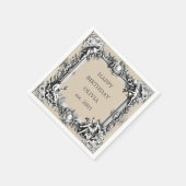Custom Victorian Scroll Frame Napkin – mocha brown Servet (Hoek)