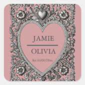 Custom Victorian Scroll Frame – wedding Vierkante Sticker (Voorkant)