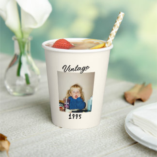 Custom Vintage Birthday Photo Retro Design Papieren Bekers