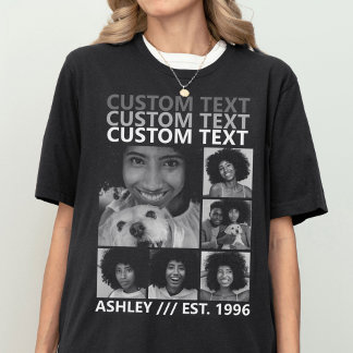 Custom Vintage Create Your Own 6 Photo Collage T-shirt