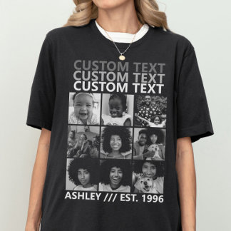 Custom Vintage Create Your Own 9 Photo Collage T-shirt