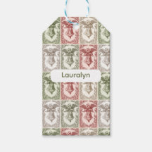 Custom Vintage red green floral Victorian angel