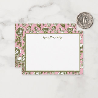 Custom Vintage Roses on Light Pink Floral 3.5x2.5 Notitiekaartje