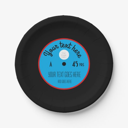 Custom Vinyl Record Paper Plates – Personalized Papieren Bordje (Voorkant)
