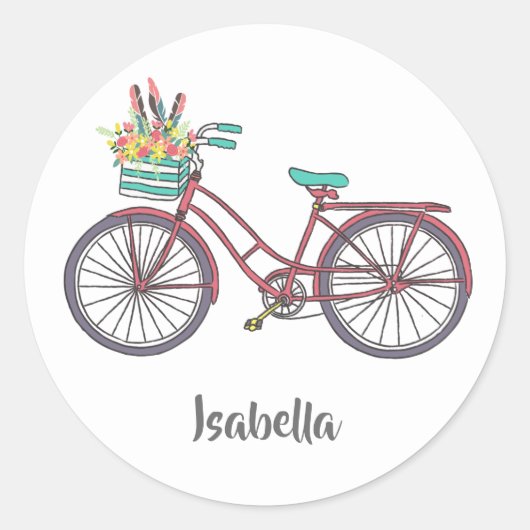 Custom voeg je eigen naam schattige fiets stickers (Voorkant)