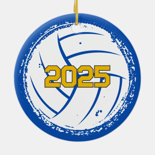 Custom Volleyball Picture Name Year Keramisch Ornament (Achterkant)