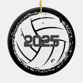 Custom Volleyball Picture Name Year Keramisch Ornament (Achterkant)