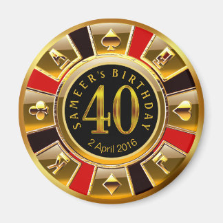 CUSTOM voor Sheetal Vegas Casino Chip 40th Verjaar Magneet