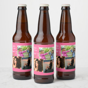 Custom Vriend Gelukkige Verjaardag Foto Collage Bier Etiket