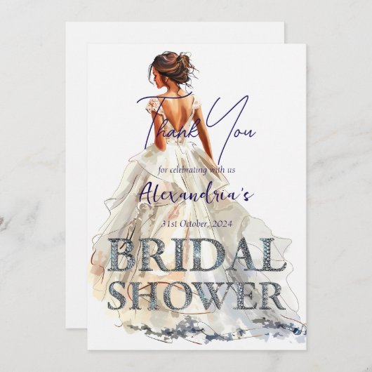 Custom Vrijgezellenfeest Bride in het wit Bedankkaart (Voorkant / Achterkant)