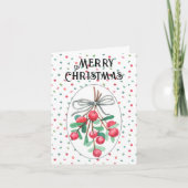 Custom, vrolijke kerst Mistletoe Feestdagen Kaart (Voorkant)