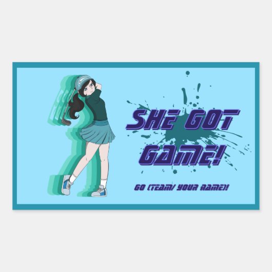 Custom Vrouw Golf Player Sticker (Voorkant)
