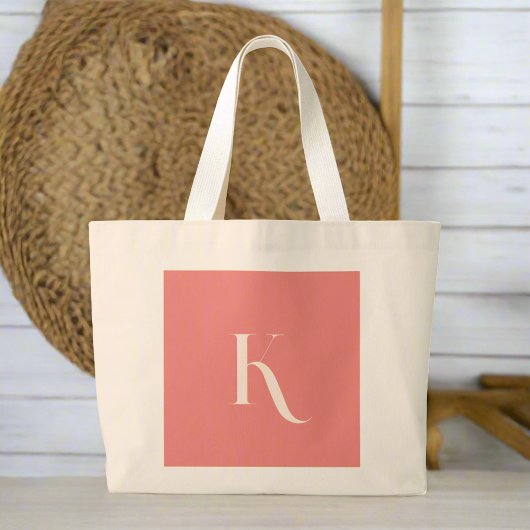 Custom Vrouwelijk Initiaal Naam Blush Roze Monogra Grote Tote Bag